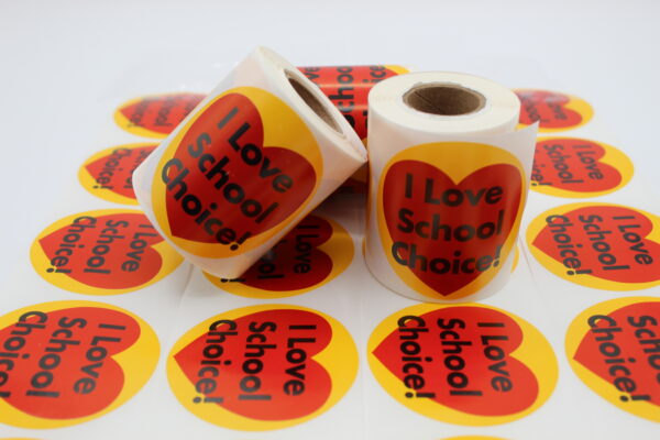 200 I love School Choice Lapel Stickers