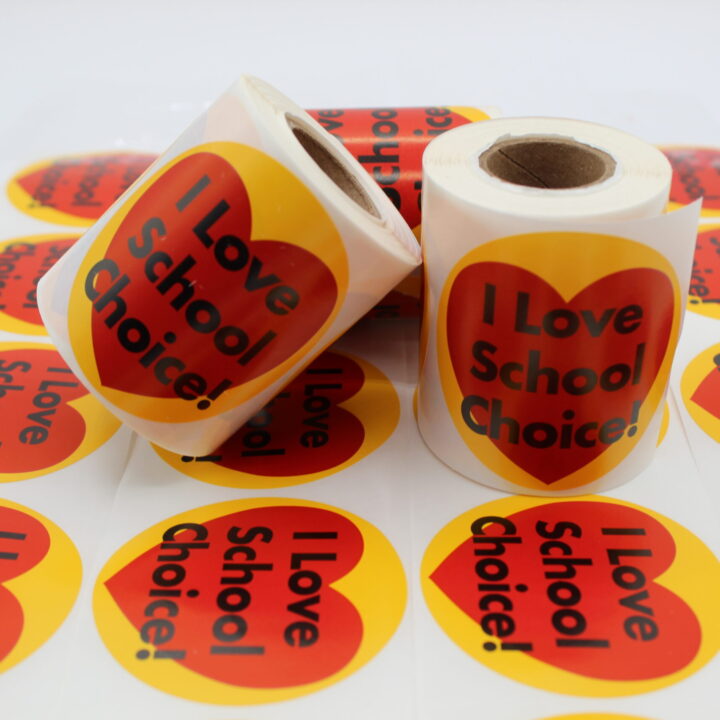 200 I love School Choice Lapel Stickers